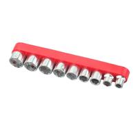 Set di 9 bussole metriche da 1/4 di pollice in acciaio al carbonio trattato termicamente per una forte rimozione dei dadi e una ridotta usura sui dadi