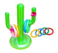 Set di 9 cactus da lanciare giochi, 1 cactus gonfiabile, 8 giocattoli da lanciare ad anello, accessori da giardino per bar, decorazioni per feste in piscina, aiuti per il nuoto per piscina estiva al