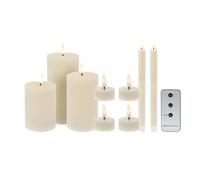 Set di 9 candele a LED - Candele a pilastro, Candeline e Candeline con superfici rustiche e lisce con telecomando