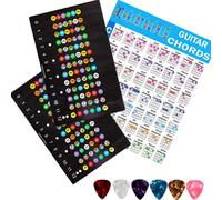 Set di 9 cartellone per il dominio degli accordi della chitarra: grafici degli accordi della chitarra, adesivi per le scale, plettri per chitarra, adesivi completi per la tastiera e aiuti per la melod