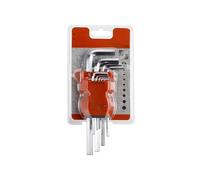 Set di 9 chiavi a brugola in plastica, resistenti e leggere, ideali per lavori di assemblaggio e manutenzione su componenti delicati.