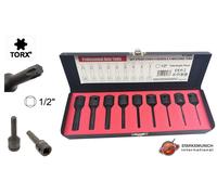 SET DI 9 CHIAVI BUSSOLA AD IMPATTO 1/2 TORX PASSO T PER AVVITATORE PNEUMATICO