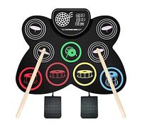Set di 9 cuscinetti per batteria elettronica, per esercitarsi con cuffie, bacchette e pedali, per bambini e adulti, con bacchette