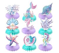 Set di 9 decorazioni a forma di sirena, per il compleanno dei bambini, per il compleanno delle sirene, per il compleanno, per feste subacquee, per il compleanno delle sirene