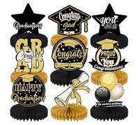 Set di 9 decorazioni per feste di laurea, per prom night, a nido d'ape di miele, decorazione da tavolo, congratulazioni, classe 2025, decorazione per feste di laurea