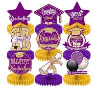 Set di 9 decorazioni per feste di laurea, per prom night, a nido d'ape di miele, decorazione da tavolo, congratulazioni, classe 2025, decorazione per feste di laurea