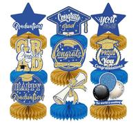 Set di 9 decorazioni per feste di laurea, per prom night, a nido d'ape di miele, decorazione da tavolo, congratulazioni, classe 2025, decorazione per feste di laurea