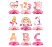 Set di 9 decorazioni per l'inizio della scuola, 9 motivi, stampati su entrambi i lati e con base a nido d'ape, decorazione da tavolo per l'inizio della scuola, inizio della scuola e primo giorno di