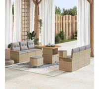 Set di 9 divani da giardino moderno in rattan sintetico grigio chiaro con telaio in acciaio, 80 x 80 x 71 cm, per terrazze, balconi, giardini, modulari con spazio di archiviazione