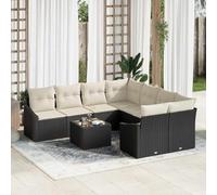Set di 9 divani modulari da giardino, in rattan e acciaio, resistente alle intemperie, per terrazza e giardino, lussuoso set di mobili per esterni con piano in vetro