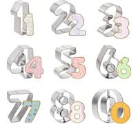 Set di 9 formine per biscotti a forma di numeri da 0 a 8 (con il 6 e il 9 capovolti), in acciaio inossidabile, per la cottura di biscotti e strumenti da forno con numeri Tagli UnicaAcciaio inossidabil