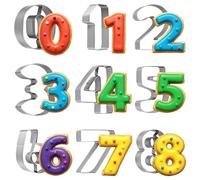 Set di 9 formine per biscotti in acciaio inox, numeri di compleanno da 0 a 8 (6 inversi a 9) per biscotti, pasta di zucchero, utensili da cucina, per matrimoni, compleanni, riunioni di famiglia