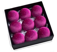 Set di 9 ornamenti da appendere per albero di Natale in velluto con palline leggere che forniscono un'elegante decorazione stagionale e uno stile festivo per la casa (XM0170S, rosa rosa)