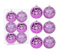 Set di 9 ornamenti natalizi con palline glitterate e accenti a fiocco, struttura in plastica robusta con corde per appendere per una rapida decorazione natalizia (2)