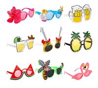 Set di 9 paia di occhiali da sole hawaiani, per feste estive, spiaggia, accessori per costumi fotografici, accessori di scena