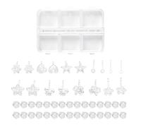 Set di 9 paia di orecchini a perno trasparenti, fermi in plastica per la scuola, accessori per orecchie invisibili, stili assortiti, con custodia e 30 chiusure per orecchini