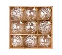 Set di 9 palline di Natale, 8 cm, infrangibili, da appendere, per albero di Natale, vacanze, casa, feste di Natale (colore champagne)