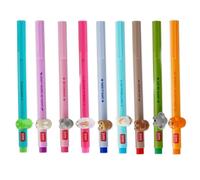 LEGAMI - Penna gel - Lovely Friends, animale decorativo, rimovibile e ricombinabile, previene rotoli, punta fine 0,5 mm, set da 9 colori assortiti
