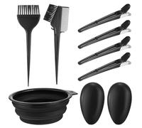 Set di 9 pennelli per tinture per capelli, con ciotola e ciotola, set di pennelli per tinture per capelli e ciotola, con ciotola, copriorecchie, clip per parrucchieri