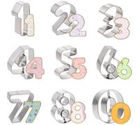Set di 9 per Biscotti Numerici, Materiale in Acciaio Inossidabile, con Modelli da 0 a 9, per Alfabeto e , Ideali per Cottura, Decorazione Torte, Stampini per DIY