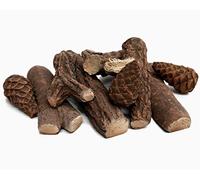 Set di 9 pezzi di legno decorativi in ceramica per caminetti a gas e bioetanolo