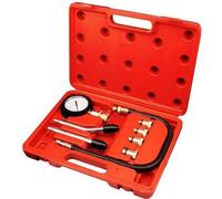 Set di 9 pezzi per test di compressione, kit di manometri per compressione, con custodia rossa, 6 pezzi, Materiale: acciaio C45