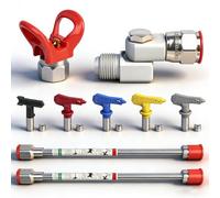 Set di 9 pistole a spruzzo Airless, accessori per vernice a spruzzo Airless, con 5 ugelli reversibili, 2 x 30 cm, sacchetto di prolunga senza aria, 2 protezioni per la testa dell'ugello e 1 giunto