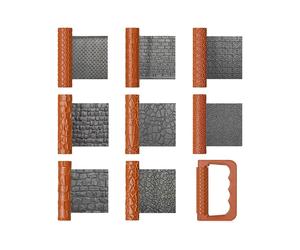 Set di 9 Rulli per Texture In Argilla con Manico, per Creare Terreni, Strade, Pietre, Muri e Tetti Stampati In 3D per Lavori In Argilla.