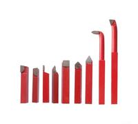 Set di 9 scalpelli per tornio in metallo duro per tornio, tornitura esterna/interno/filettatura, dimensioni gambo 8x8/10x10/12x12/16x16/20x20 mm, laccato (10x10)