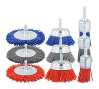 Set di 9 spazzole abrasive in 3 misure con filamento in nylon per rimuovere ruggine e vernice, gambo 1/4, include 80, 120, 240 pennelli a grana
