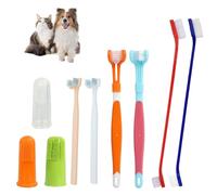 Set di 9 spazzolini da denti per cani a tre testine, spazzolini da denti da dito, spazzolino da denti morti per cani, prodotti per la pulizia dentale multi-angolo per animali domestici di taglia