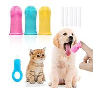Set di 9 spazzolini da dito per cani di gatto, spazzolino da dito a copertura totale a 360 °, spazzolino da denti per animali domestici, pulizia dei denti, rimozione della placca