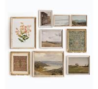 Set di 9 stampe da parete in stile country francese, decorazione da parete con paesaggio, decorazione vintage da parete, grande stampa artistica da parete, per bagno, casa colonica floreale vintage