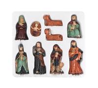 Set di 9 statuette in resina dipinte a mano, decorazione religiosa per interni, soggiorno, chiesa, resistente sbiadimento, per feste e Natale in famiglia