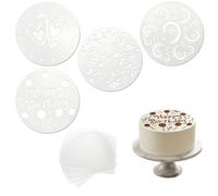 Set di 9 stencil riutilizzabili per torte in plastica con spatola, stencil per buon compleanno, strumenti per decorare torte, crema al burro, fondente, glassa di zucchero in polvere, torte fai da te