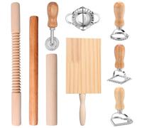 Set di 9 strumenti per la produzione di pasta efficiente con ravioli, tagliafrancobolli Rolling Pins Gnocchi Board Cutter Dumpling Maker Pratica Pasta Making Tool Set per pasta