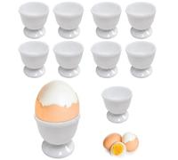 Set di 9 tazze rotonde, 4,4 x 4,6 cm, portauova, colore bianco, per breakfast Egg at brunch and buffet Easter Gifts Egg Stand for Any Breakfast Table Hard and Soft Boiled Eggs