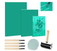 Set di 9 timbri in gomma per stampa linoleum, set di fogli in linoleum, formato A4/A5/A6, con strumenti per la scultura, per timbri fai da te, grafica