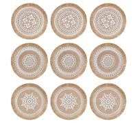 Set di 9 tovagliette rotonde, in tessuto, resistenti al calore, lavabili, per cucina, sala da pranzo, matrimonio, tavolo, decorazione per feste (38 cm)