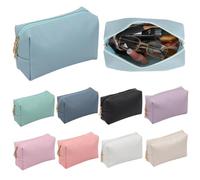 Set di 9 trousse per cosmetici, versatili, in pelle PU, per ragazze, resistenti all'acqua, con doppia cerniera, organizer da viaggio in 9 colori, Come mostrato, M, alla moda