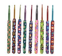 Set di 9 uncinetti colorati, ferri da uncinetto ergonomici per principianti, con misure etichettate da 2,0 mm a 6,0 mm e impugnatura comoda per alleviare lo stress e per il