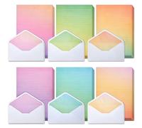 Set di 90 fogli di carta per acquerello e buste per scrivere lettere, 6 disegni colorati, 60 fogli di carta a righe, 30 buste (26 x 18,5 cm)