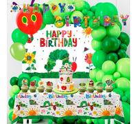 Set di 92 decorazioni di compleanno con bruco affamato tra cui bruco affamato sfondo striscione decorazioni per torte palloncini ecc decorazioni bruco affamato