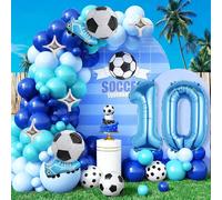 Set di 93/94 palloncini a tema calcio, include scarpe da calcio, stelle a quattro punte, numeri, adatto per feste di compleanno, feste a tema sportivo, decorazione della stanza e del soggiorno, decora
