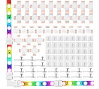 Set di 95 Pezzi Connettori per Strisce LED a 4 Pin Include Clip di Fissaggio Vite, Connettori LED a 4 Pin, Scheda PCB Tagliabile a T, L e X per SMD 5050 RGB LED Connettore Senza Saldatura
