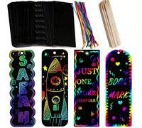 Set di 96 segnalibri scratch arcobaleno, include penna scratch in bambù e nastri colorati, kit fai-da-te, ideale come gadget per feste, attività in regali di lettura per ragazzi e ragazze Car