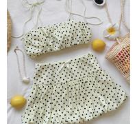 Set di abbigliamento alla moda da donna composto da top a canottiera a pois e gonna floreale con decorazione a farfalla, adatto per appuntamenti L,M,S,XSGeometrico,stampa dappertuttoTessuto intrecciat