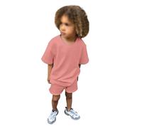 Set di Abbigliamento Bambini 2 Pezzi in Completo Bambino Bambina Completo Neonato Elegante Set Maglietta Pantaloncini Neonato Completi Estivo per Bambine Abbigliamento (a-Brick Red, 1-2 Years)