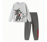 Set di abbigliamento da relax per ragazzi, Tom e Jerry - in tessuto morbido a maglia, set comodo per il sonno 7Y,8Y,10Y,5Y,18-24M,3-4Y,12YFumettoTessuto in maglia,Maglieria