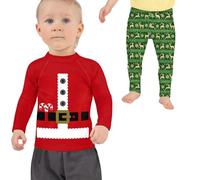 Set di abbigliamento natalizio per ragazzi, Natale, a maniche lunghe, per bambini, set di abbigliamento basic per bambini, abbigliamento per bambini, divertente, per Natale, taglie 110-170, Colore
